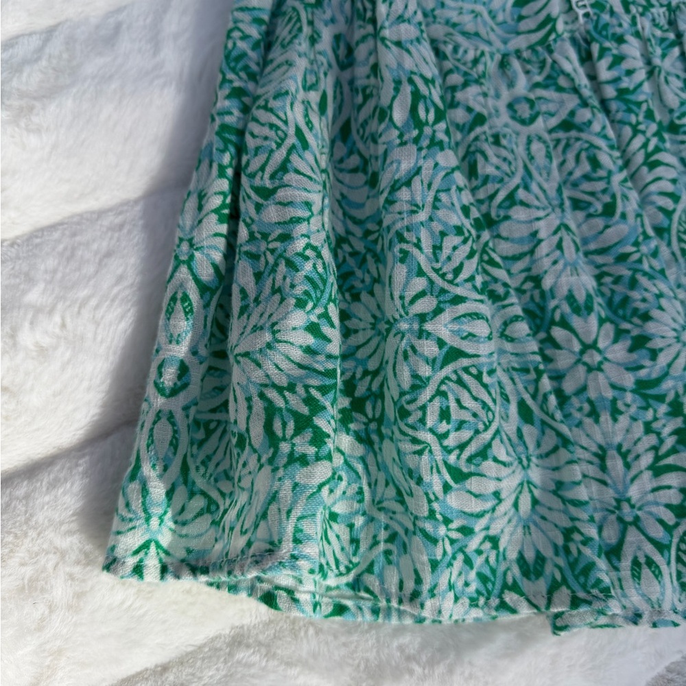 Zara Green Floral Mini Dress Swimsuit Cover Up Flowy Boho Spring Summer - Picture 5 of 9